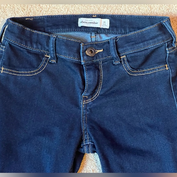Abercrombie Kids Dark Wash Low-Rise Skinny Jean Leggings Girls Size 16 - Picture 4 of 7